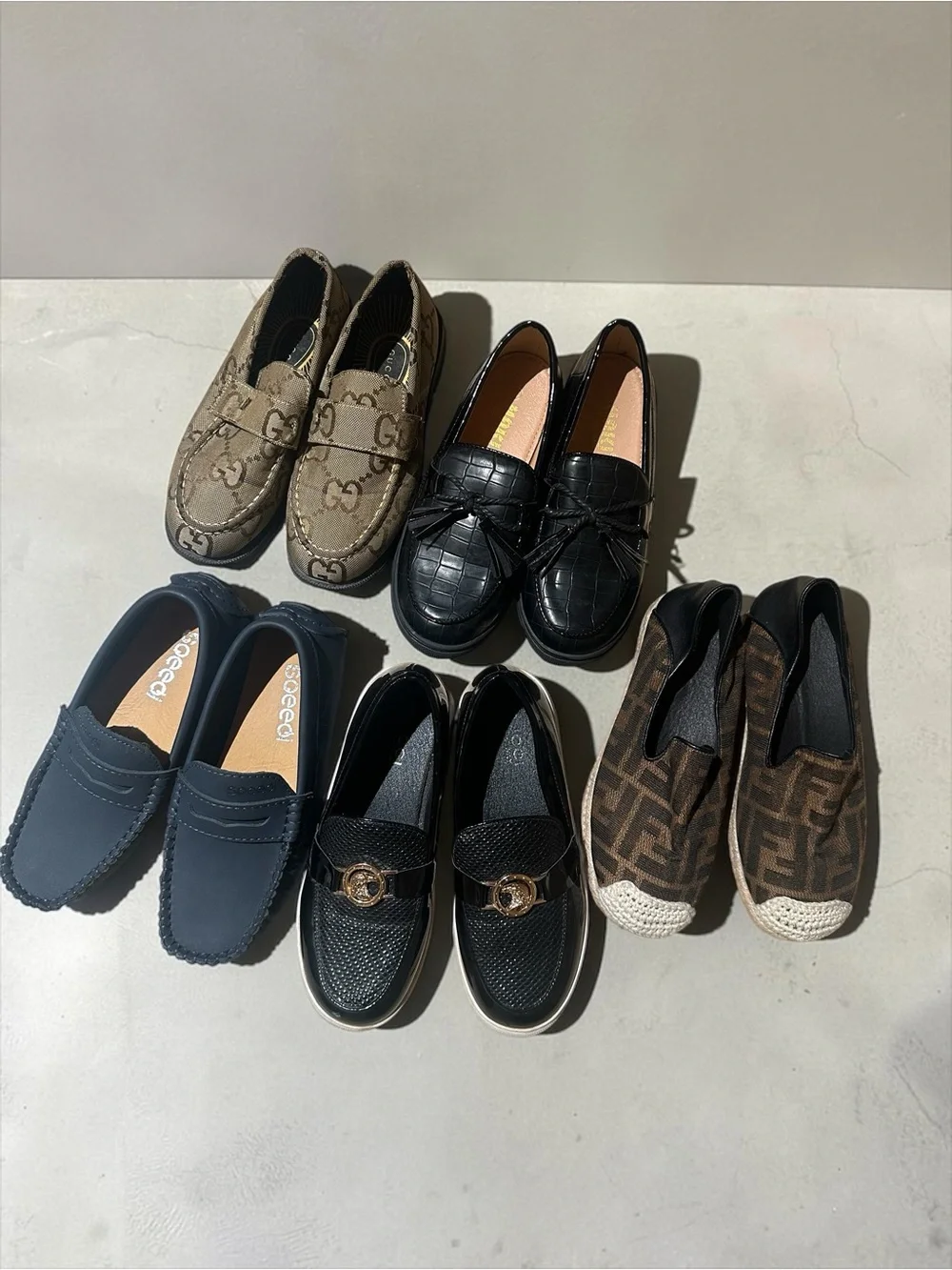 Kids Black Croc-Texture Tassel Loafers